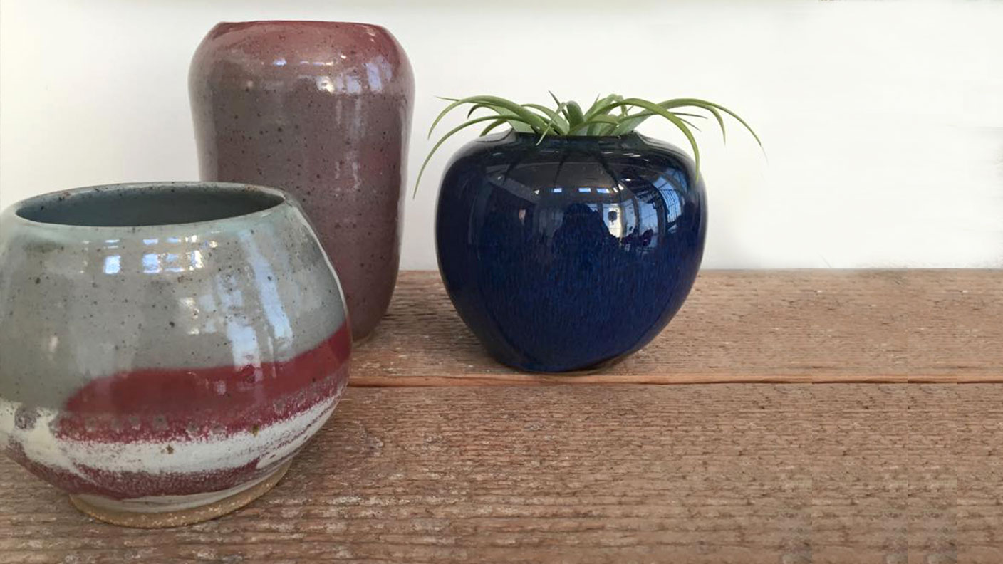 A trio of ceramic vases