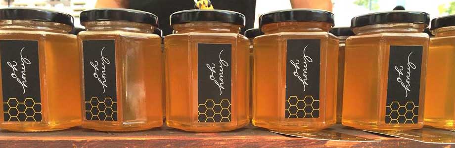 large jars of honey from Oh Honey Apiaries