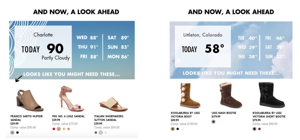 Personalized weather email, DSW